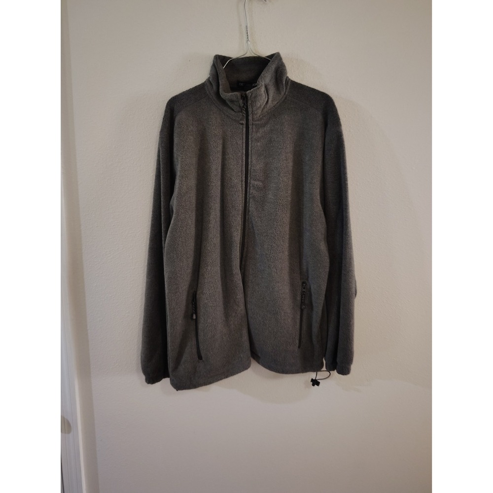 Devon & Jones Mens Gray Full Zip Fleece Jacket Mock Neck Size M